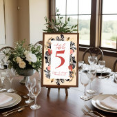 Blush Black Floral Botanical Wedding Table Number Dankeskarte
