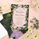 Blush Black Floral Greenery Romantic Quinceañera Einladung<br><div class="desc">Passen Sie die Farbe der inneren Form und der Hintergrundfarbe an; die Rückseite des Fotos ist optional. Schönes Flachbild von Ilze Lucero Fotografy</div>