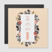 Blush Black Floral Romantic Wedding Save the Date Magnetkarte (Vorne/Hinten)