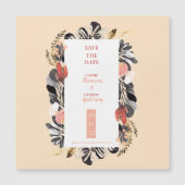 Blush Black Floral Romantic Wedding Save the Date Magnetkarte (Vorderseite)