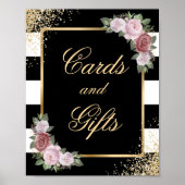 Blush Black Floral Wedding Cards and Gifts Sign Poster (Vorne)