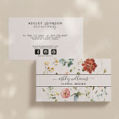Blush & Black Garden Blume Script Visitenkarte