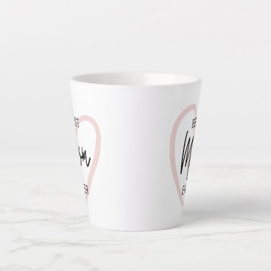 Blush Black Handwriting Modern Simple Heart Milchtasse (Vorderseite)