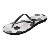 Blush & Black Large Bokeh Confetti Dots Muster Badesandalen (Schrägansicht)