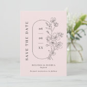 Blush & Black Line Gezeichnet blumengeschmückte Fo Save The Date (Stehend Vorderseite)