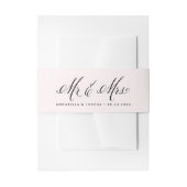 Blush & Black Mr. & Mrs. Elegant Script Wedding Einladungsbanderole (Vorderseite Beispiel)