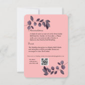 Blush Black Rose Goth Wedding Details Einladung (Rückseite)