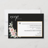 Blush Black Wedding Menu RSVP Card (Vorderseite)