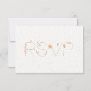 Blush & Blogs Gold Watercolor Abstrakte Blume RSVP Karte