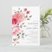 Blush Bloms Taufe Einladung (Stehend Vorderseite)