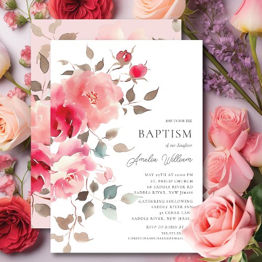 Blush Bloms Taufe Einladung