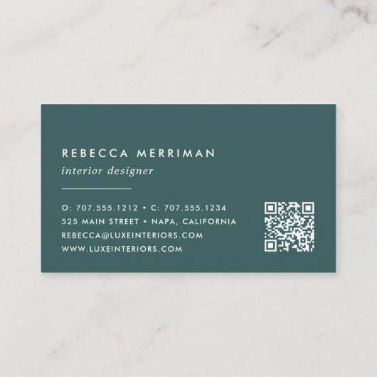 Blush Bloom | Aquarellfarbener QR-Code Visitenkarte (Rückseite)