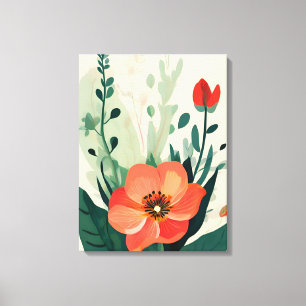 Blush Bloom: Blume und Blätter zeichnen Kunstdruck Leinwanddruck
