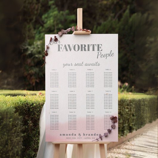 Blush & Bloom Bold Script Hochzeitsdiagramm Poster