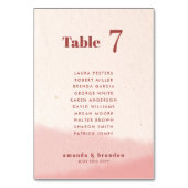Blush & Bloom Bold Script Wedding Guest Names Tischnummer (Vorderseite)