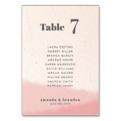 Blush & Bloom Bold Script Wedding Guest Names Tischnummer (Vorderseite)