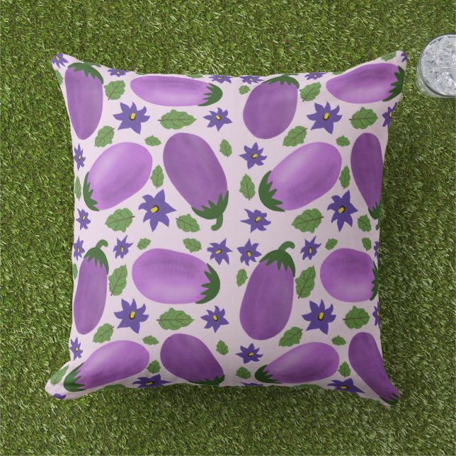 Blush & Bloom Eggplant Collection – Soft Lilac Kissen (Gras)