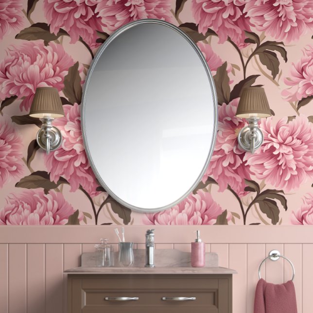 Blush Bloom Elegante - Rosa und Taupe rot Tapete (Blush Bloom Elegance - Blush Pink and Taupe - French Country Peel and Stick Wallpaper)