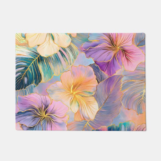 Blush Bloom Exotic Blätter Blume Fußmatte (Vorderseite)