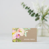 Blush Bloom | Floral Kraft Visitenkarte (Stehend Vorderseite)