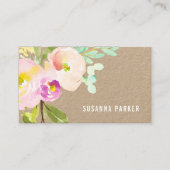 Blush Bloom | Floral Kraft Visitenkarte (Vorderseite)