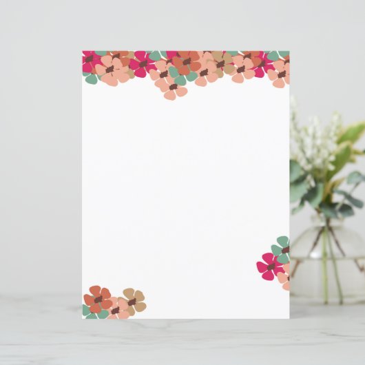Blush & Bloom Floral Writing Paper (Stehend Vorderseite)