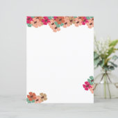 Blush & Bloom Florales Schreibpapier (Stehend Vorderseite)
