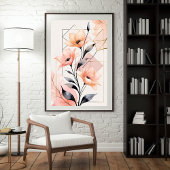 Blush Bloom Geometric Wall Art Poster