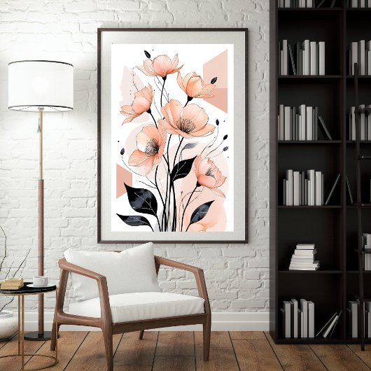 Blush Bloom Geometrie Poster