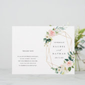Blush Bloom Gold Frame Folded Wedding Programm (Stehend Vorderseite)