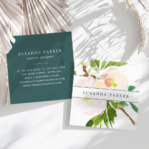 Blush Bloom   Moderne Aquarellblumen Quadratische Visitenkarte