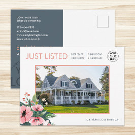 Blush Bloom neu gelistet Grauer Immobilienmakler Postkarte