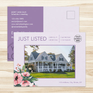 Blush Bloom neu gelistet Mauve Immobilienmakler Postkarte
