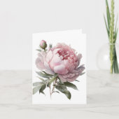 Blush bloom Peony card Dankeskarte (Vorderseite)