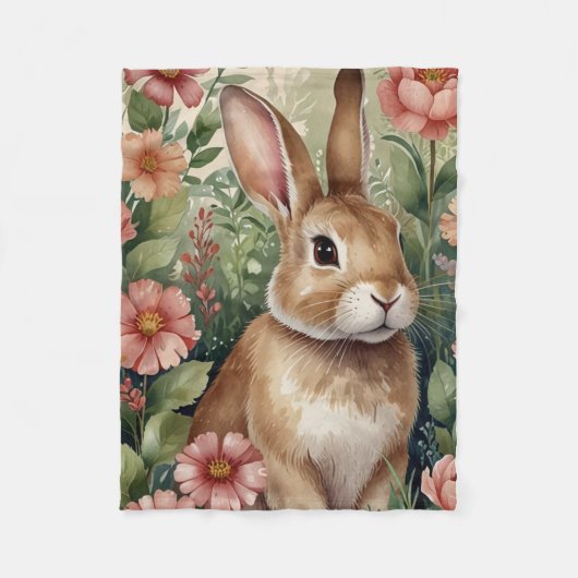 Blush Blooms and Bunny Dreams Fleecedecke (Vorderseite)