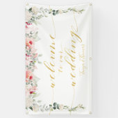 Blush Blooms Extravagante Gold-Kalligrafie Willkom Banner (Vertikal)