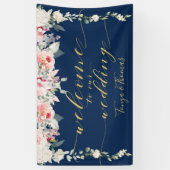 Blush Blooms Extravagante Gold-Kalligrafie Willkom Banner (Vertikal)