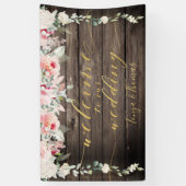 Blush Blooms Extravagante Gold Kalligraphie Holz W Banner (Vertikal)