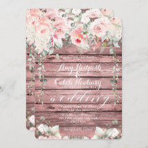 Blush & Blooms Wedding Rose Wood Rustic Barboard