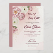 Blush Bloral Baby Dusche Einladung mit Elegance (Vorne/Hinten)