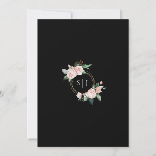 Blush Bloral Black Wedding Save the Date (Rückseite)