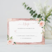 Blush Bloral & Border Elegant verzauberte Hochzeit RSVP Karte (Stehend Vorderseite)