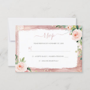 Blush Bloral & Border Elegant verzauberte Hochzeit RSVP Karte