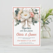 Blush Bloral Bouquet Hochzeitseinladung Einladung (Stehend Vorderseite)