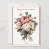 Blush Bloral Bouquet Hochzeitseinladung Einladung (Rückseite)