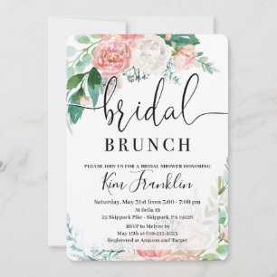 Blush Bloral Bridal Brunch Dusche Einladungen