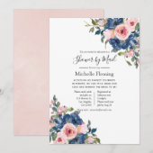 Blush Bloral Bridal oder Baby Dusche per Mail Einladung (Vorne/Hinten)