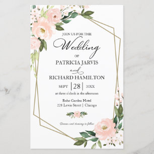 Blush Bloral Budget Hochzeit 5.5x8.5 Einladung