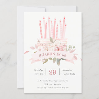 Blush Bloral Cake Kerzen jedes Alter Geburtstag Ei Dankeskarte