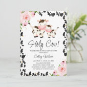 Blush Bloral Calf Kuh Print Baby Dusche Einladung (Stehend Vorderseite)